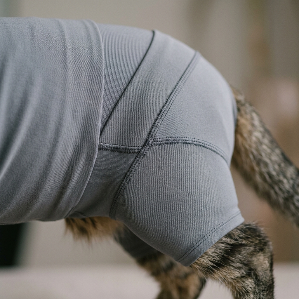 Close-up of the four-way-stretch fabric and seams